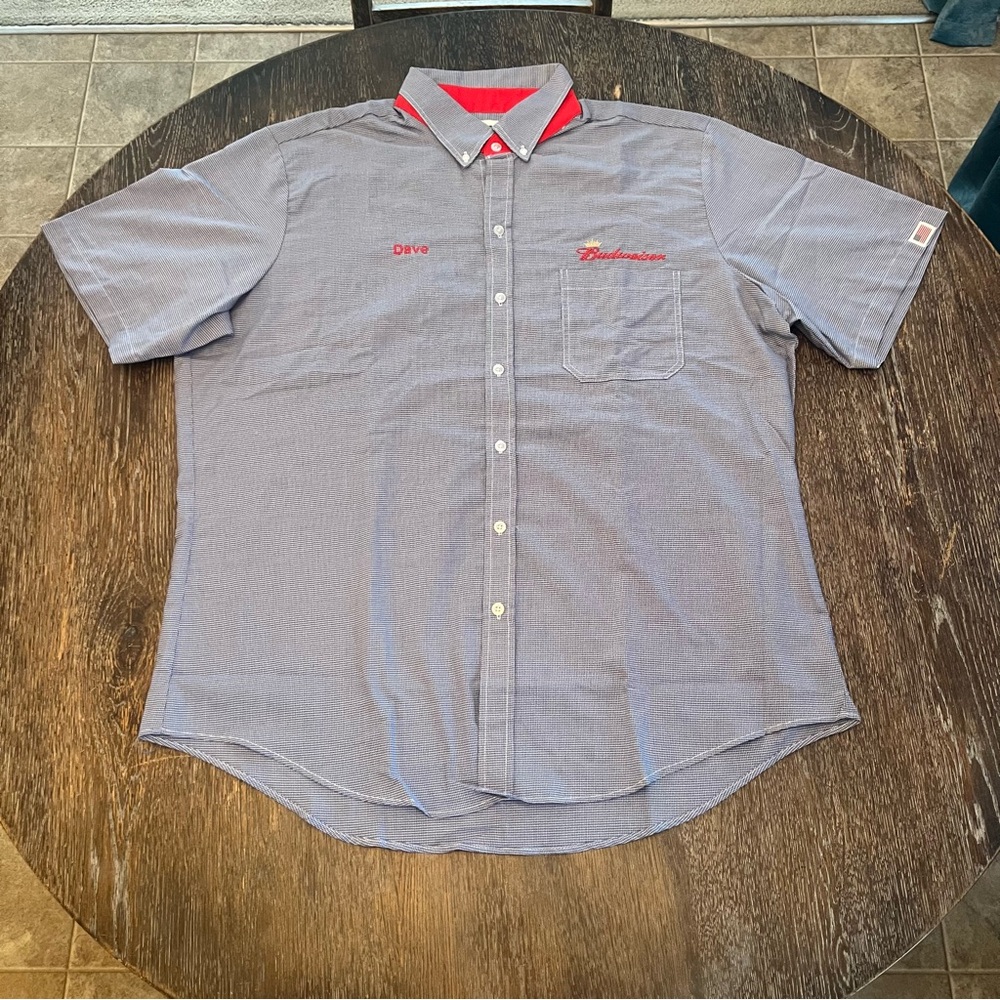 Budweiser Bud Light Short Sleeve Uniform Work Shirt Embroidered DAVE